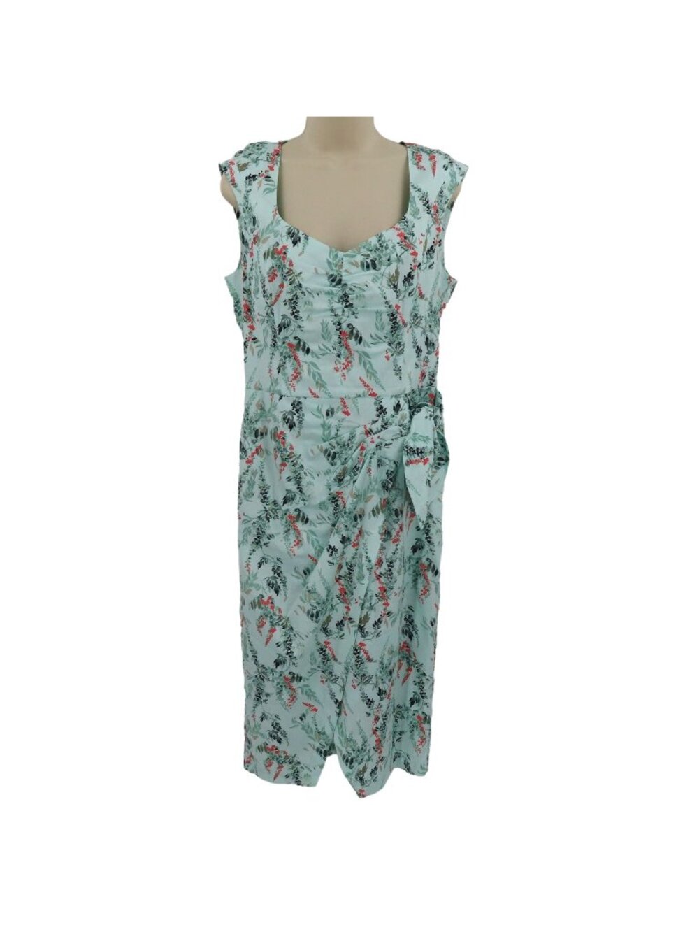 White House Black Market Womens 8 Green Leaf Leaves Sleeveless Sundress Dress
